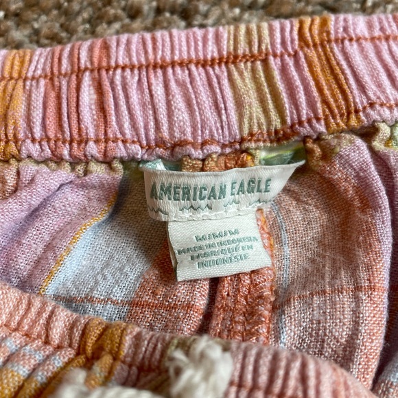American Eagle Plaid Midi Skirt in Pink and Orange Size M Elastic Waist Boho - Picture 12 of 12